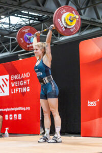 Megan Symons lifting at the English Championship competition